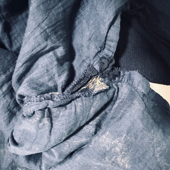 Boho Embroidered Kurta Tunic Dress Set Navy Gold Dupatta Festival L Ethnic - Picture 12 of 12